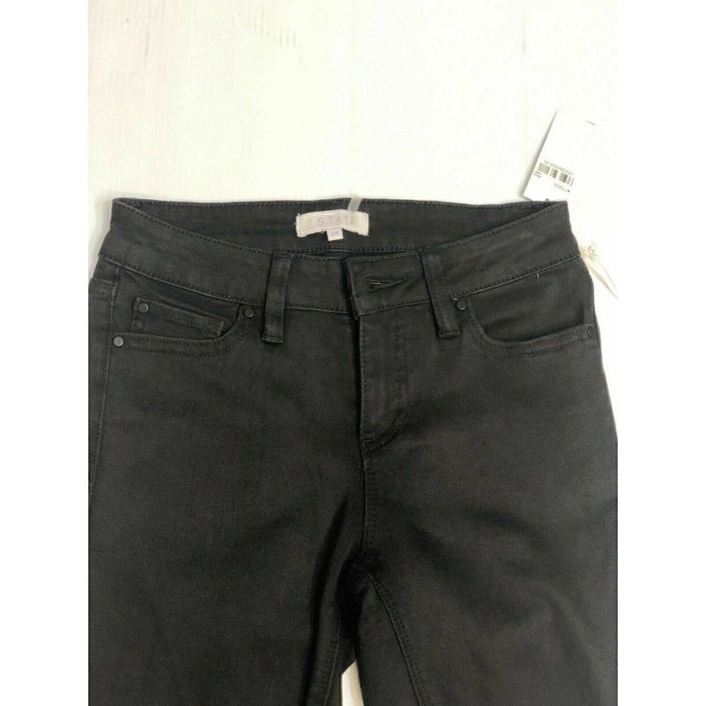 1.State Womens Black Denim Frayed Released Hem Skinny Jeansin Super Was - Picture 9 of 12